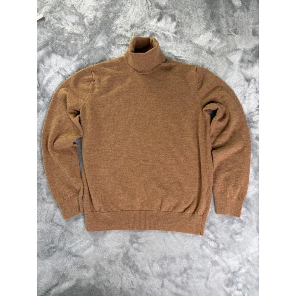 Banana Republic 100% Turtleneck Sweater Mens L Brown Long Sleeve Classic Fit